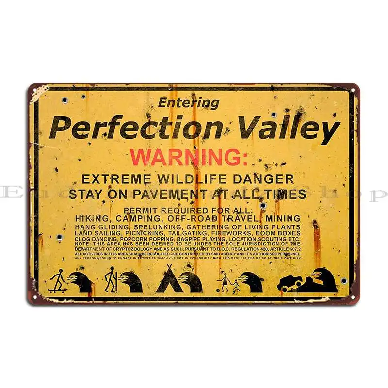 

Entering Perfection Valley Tremors Metal Plaque Customize Club Custom Funny Sign Tin Sign Poster