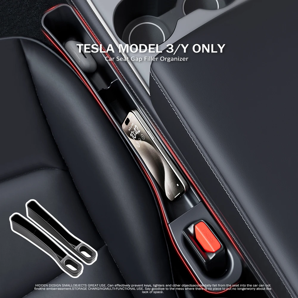 

For Tesla Model 3 Y Car Seat Side Storage Pocket Seat Gap Filler Organizer Box TPE Crevice Stowing Tidy Interior Parts Accessory