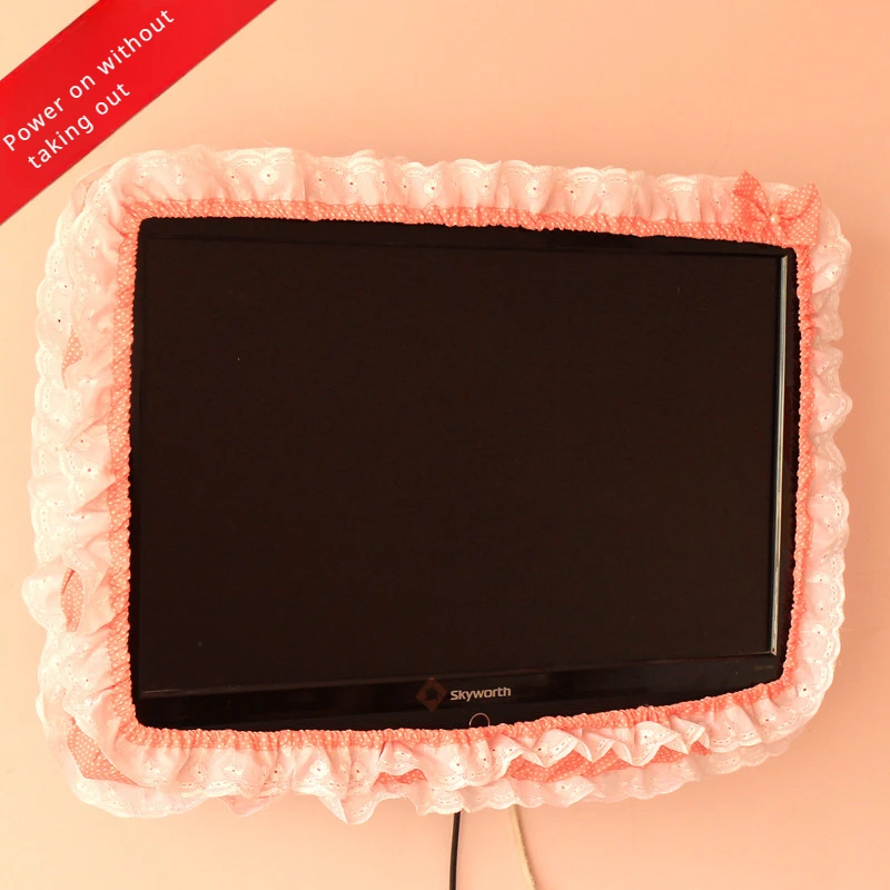 24-48INCHES Fabric TV Circle Power on Without Taking Out Dust Cover Monitor Screen Home Decorations Dust Cover with Elastic