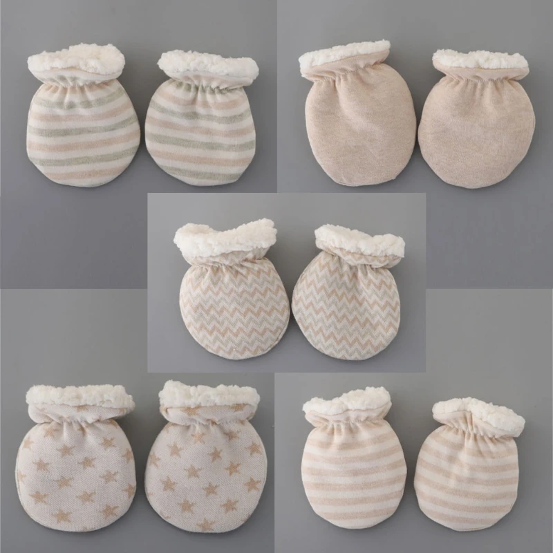 HUYU Winter New Born Baby Gloves for Newborns Thick Cotton Baby Anti Scratching Glove Sets for Protection Face Infant Mittens