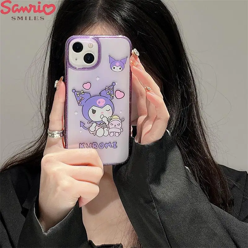 

Kawaii Sanrio Anime Cartoon Kuromi Phone Case Soft Silicone for Iphone 14 13 12 11 Pro Max 14 Pro Anti-Drop Back Cover Y2K Girl