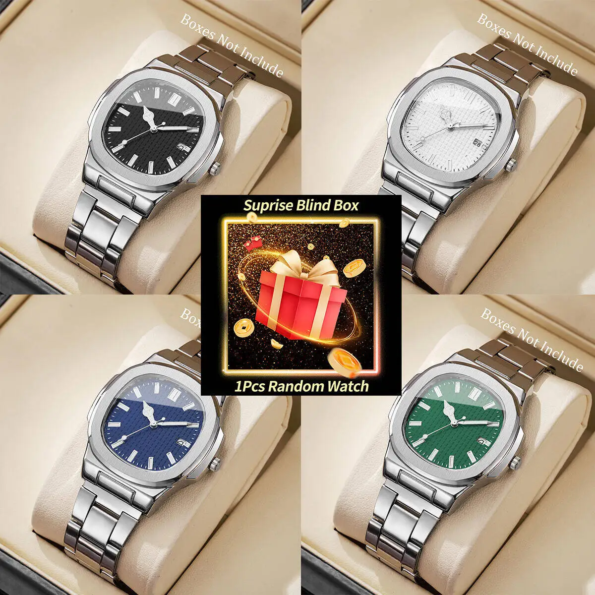 1PC Surprise Mystery Watch Blind Box-Fashion Square Men Business Watches Simple…