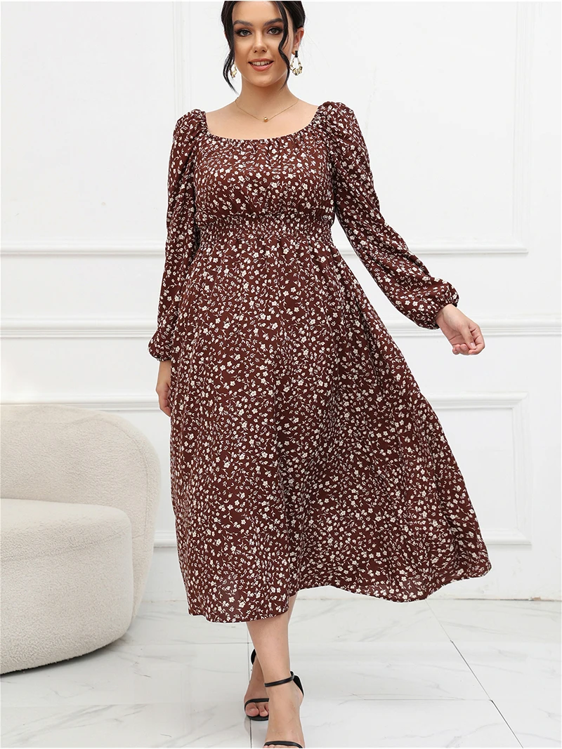 Elegant Big Size Summer Dress Black Red Floral Plus Size Long Dresses Women Off Shoulder Long Sleeve Ladies Dresses For Woman