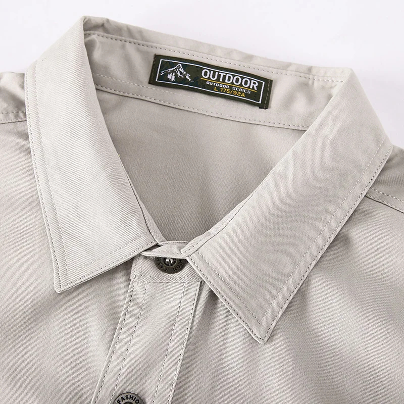 New 100% Cotton Cargo Shirt for Men Long Sleeve 2 Pocket Shirts Outdoor Casual Colthing High Quality Militar Overshirt Blouses