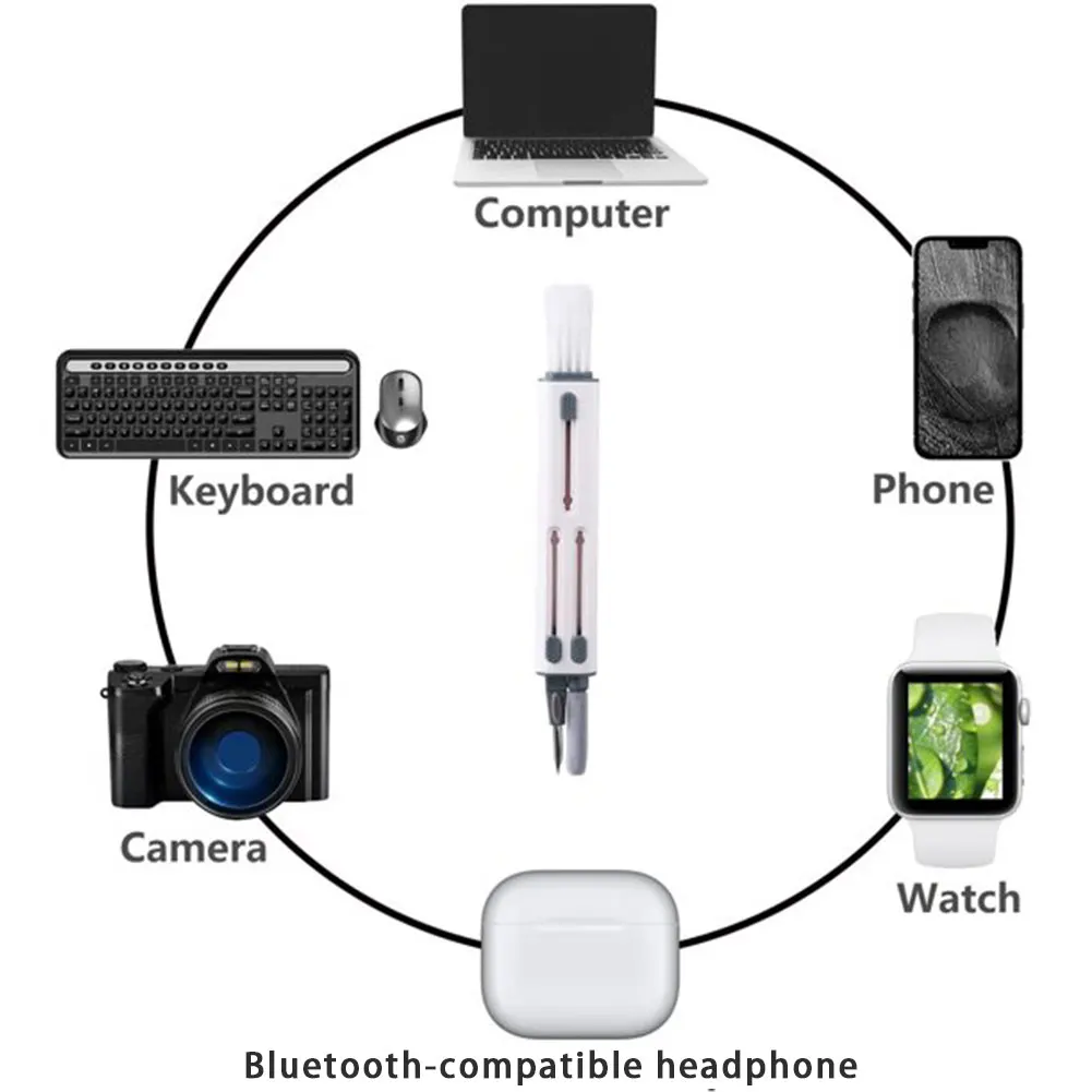 다기능 휴대폰 노트북 개폐식 내구성 전자 액세서리, 이어버드 청소 펜 브러시, 휴대용 키보드 카메라, 3 in 1