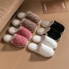 New Women Cotton Slippers House Couples Fluffy Slides Autumn Winter Solid Warm Plush Slippers Bedroom Ladies Cotton Shoes TG28 4
