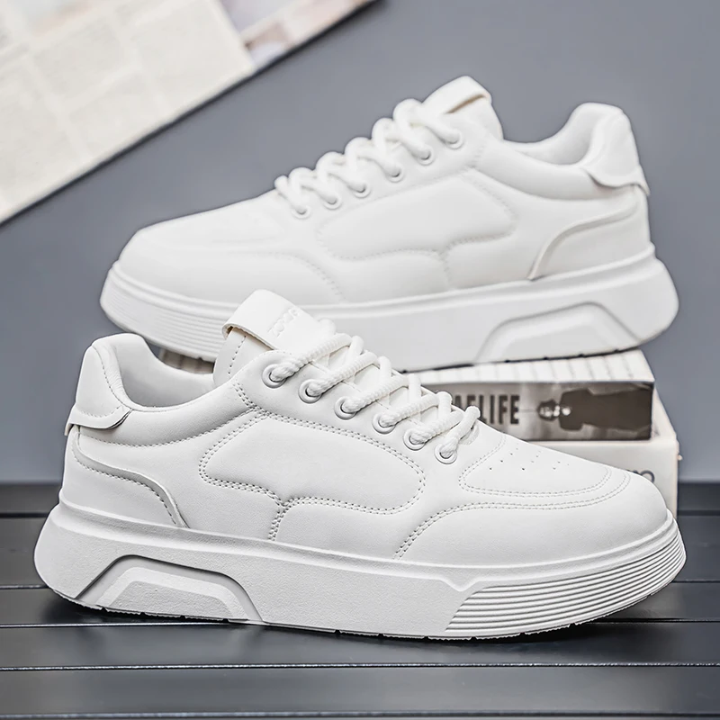 Men's shoes 2025 new niche black breathable casual board shoes men's thick soles increase all fashion sneakers spring 4