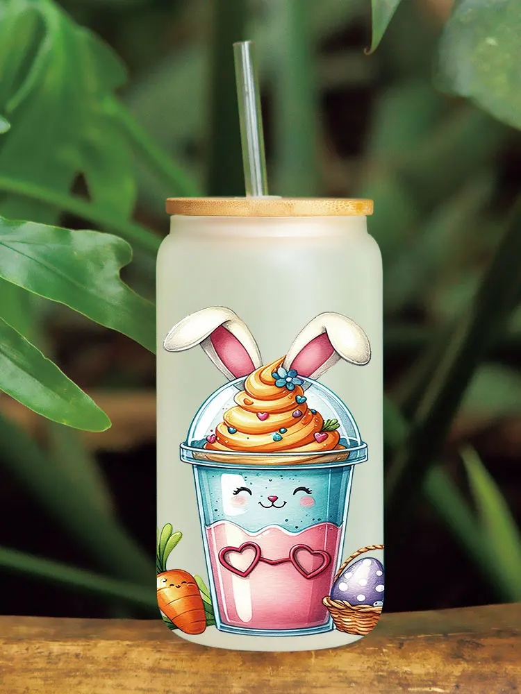 Easter UV DTF Transfer Happy Juice Printed Sticker For The 16oz Libbey Glasses Wraps Bottles D28552