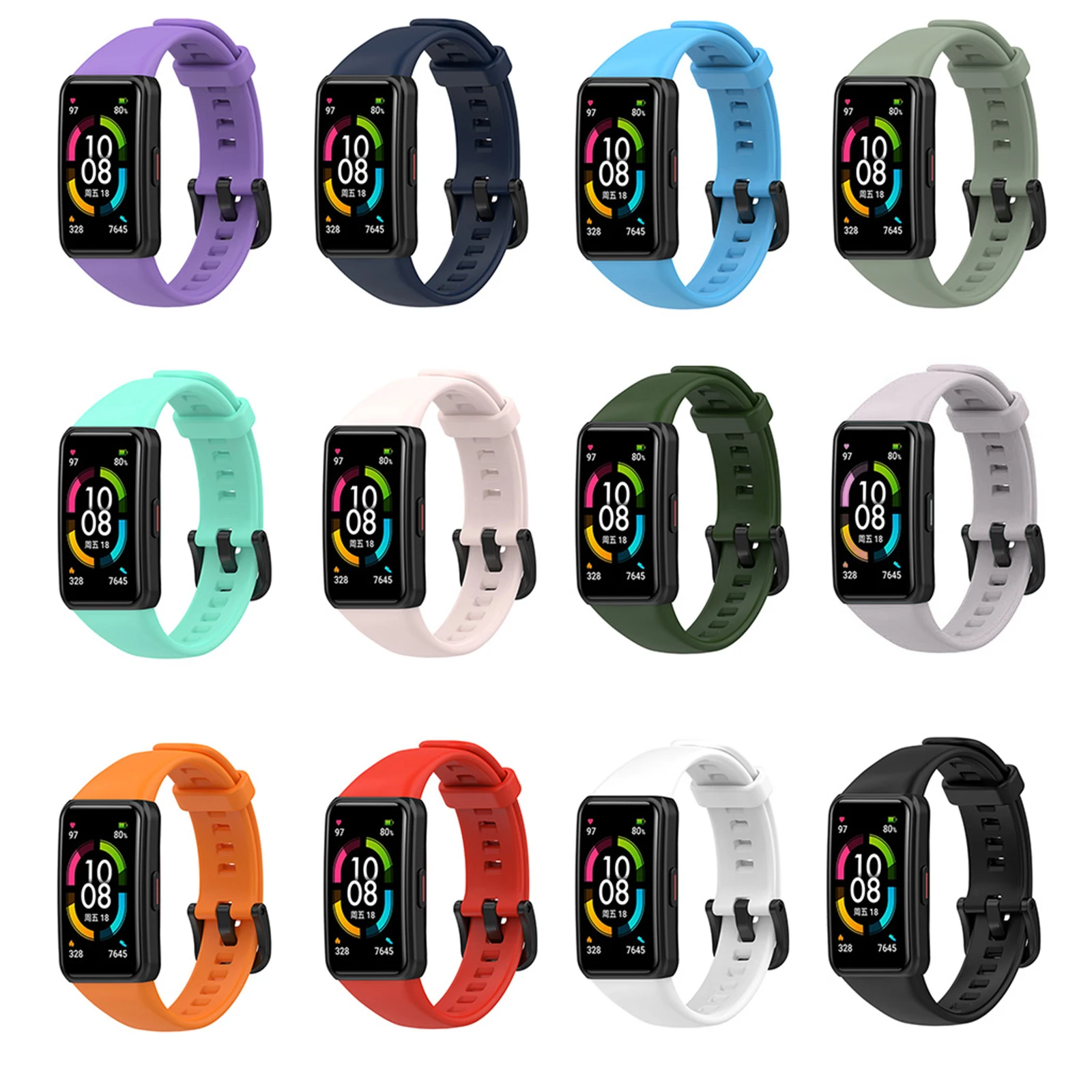 Replacement Sport Silicone Watch Band Wrist Strap Adjustable Watchbands for -Huawei for Honor Band 6 for Smart Watch Dropship