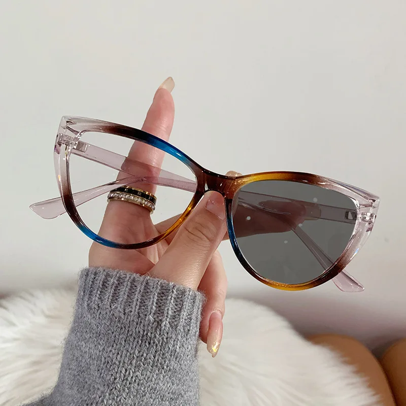 Photochromic Anti Blue Light Glasses Women Men Cat Eye Discolored Blue Light Goggle Clear Colorchanging Sunglasses Gafas_voghion.com