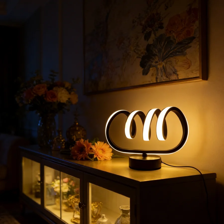 1PC 크리에이티브 처녀자리 LED 테이블 램프, 침실, 거실 및 홈 오피스 장식을 위한 미니멀리스트 점성술 분위기 조명