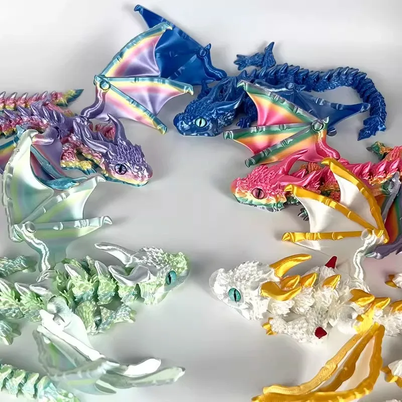 22-30CM 3D Printed Simulated Eyes Flying Dragon Baby Ornaments Joints Can Move Dragon Rockery Fish Tank Landscaping Decoration 1