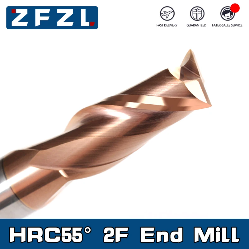 HRC55 Carbide End Mill 2 4 5 6 8 10 12mm 2Flutes Endmills Cutter Alloy