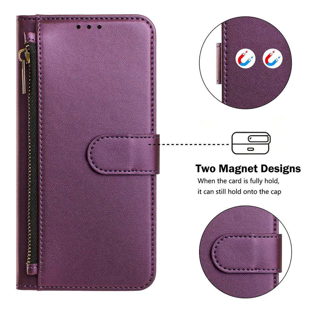 Zipper Wallet Leather Case - Shockproof Protective Phone Cover