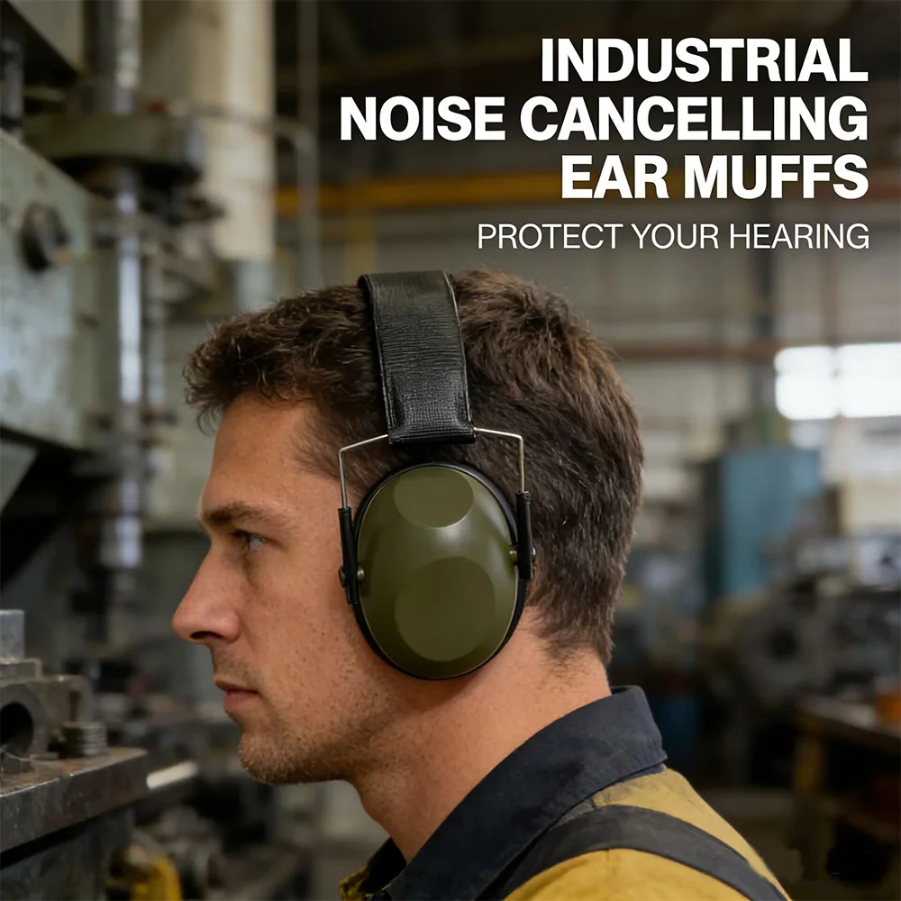 Enhanced Noise Reduction Safety Ear Muffs with Foldable Design - Tactical Anti-Noise Hearing Protection, NRR 21dB