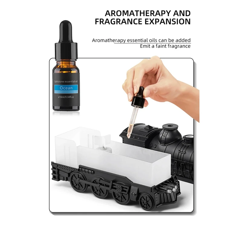 Train Aromatherapy Diffusers Air Humidifier Mist Maker Fragrance Essential Oil Retro Difusor Remote Control EU Plug