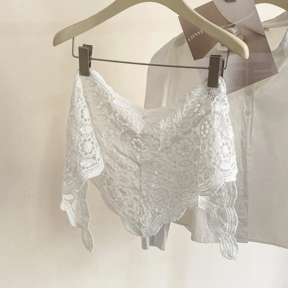 Crochet lace wrap mini skirt detail