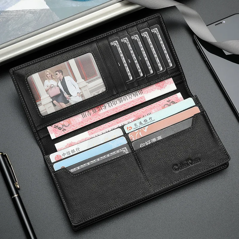 2022 Large men Wallets Name Engraving Hollow Out Long Wallet Fashion Top Quality cow Leather Card Holder Wallet For men