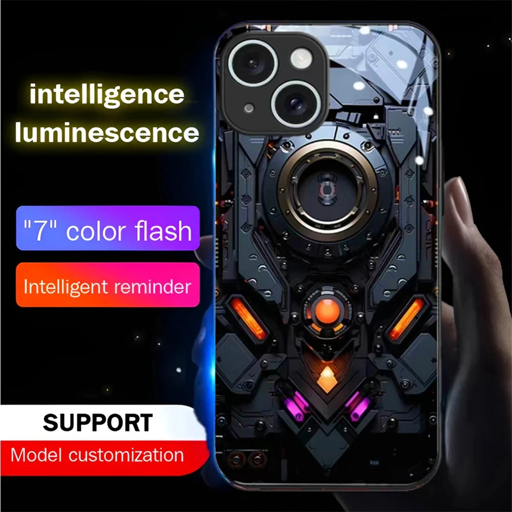 

Machinery Eyes Design LED Calling Light Flash Phone Case Glitter Cover For Honor 30 50 60 70 80 SE 90 100 Pro V30 V40 Pro