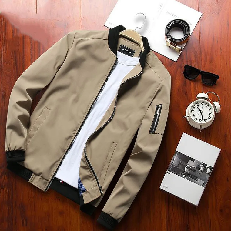 thumbnail image 1 of Chaqueta informal 2024 para hombre, chaqueta bomber, cortavientos para hombre, abrigos con cremallera, chaqueta de carga holgada para primavera y otoño, ropa deportiva informal para hombre, 1 of 5
