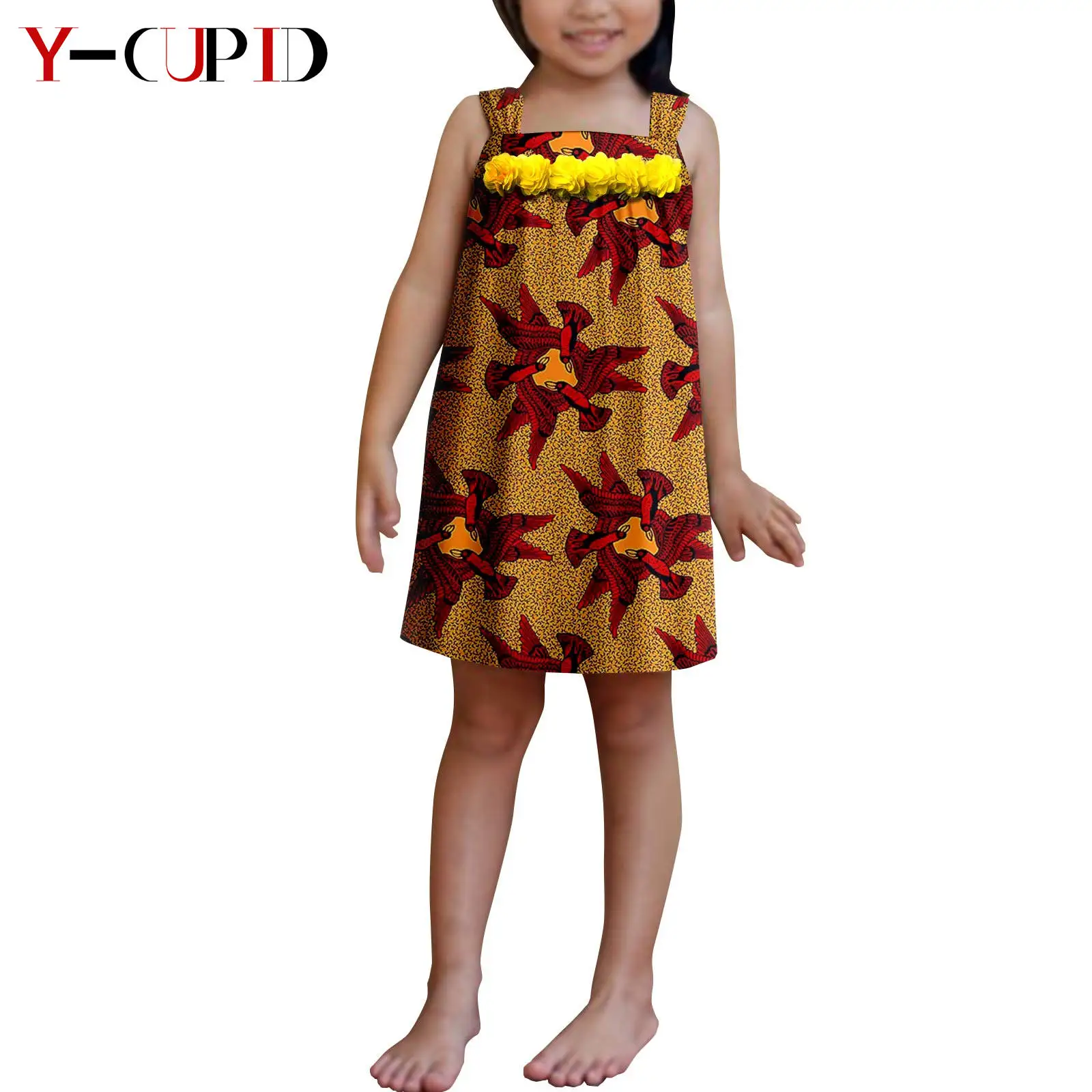 African Clothes Summer Dashiki Baby Girls Print Flower Knee-length Dresses Children Outfits Casual Ankara Kid Outwear Y224008 football shin guards children soccer knee pads for calf protective gears sin protectors kids