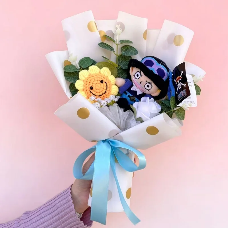 원피스 플러시 인형 열쇠고리 장난감 토니 쵸퍼 루피 창의적인 수제 꽃다발 크리스마스 생일 졸업 선물