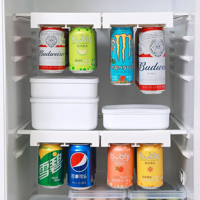 

Beer Soda Can Storage Rack Refrigerator Slide Under Shelf For Soda Can Beverage Organizer Kitchen Double-row Container Fridge
