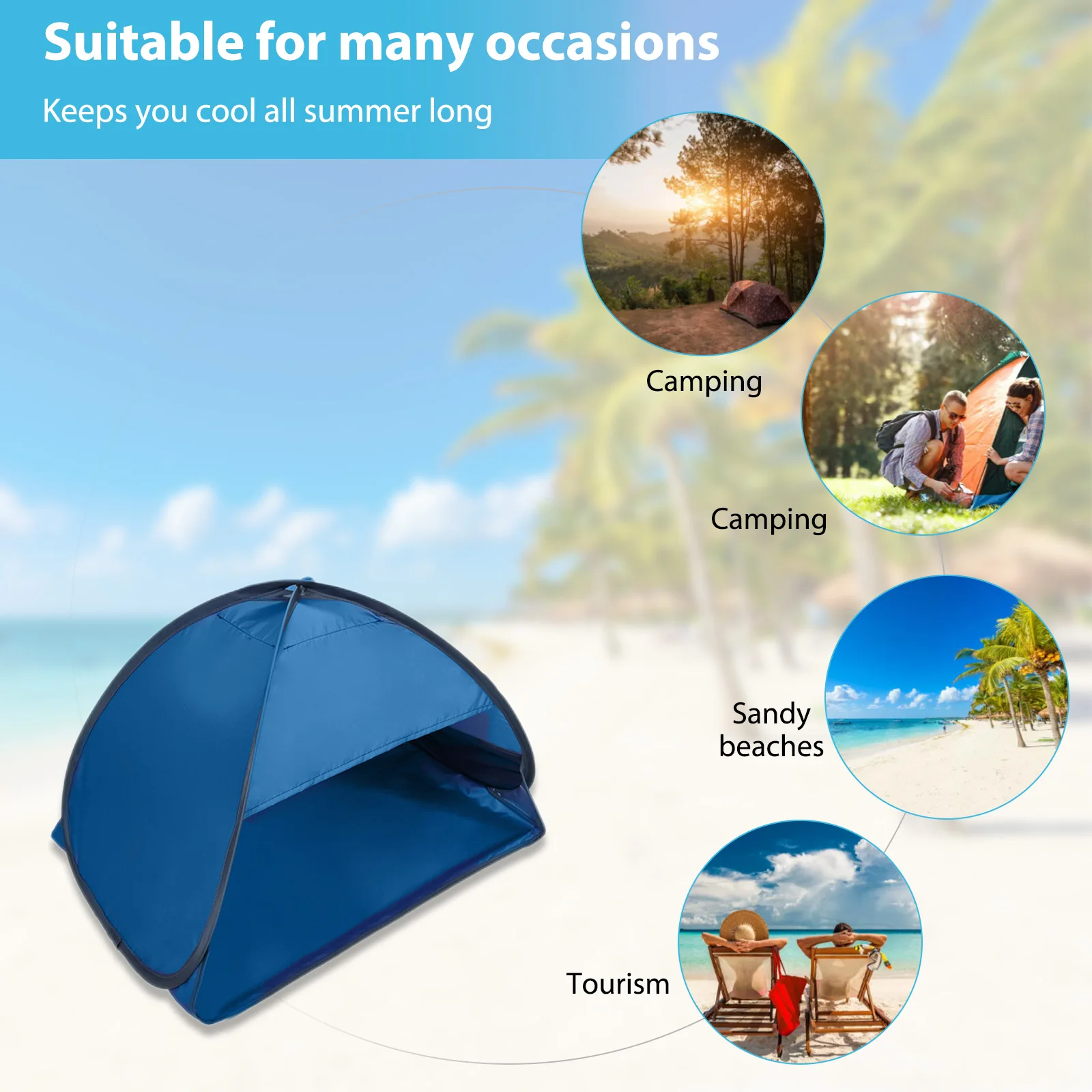 Head Tent for Camping Mini Sun Shade Tents Protection Head Shelters (Blue M) 3