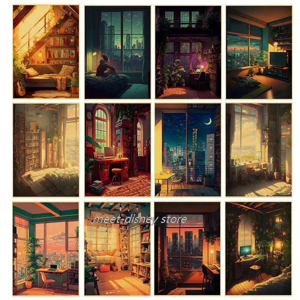 

The Scenery Inside Outside The Room Posters Kraft Paper Wall Room Bar Decor Cafe Kitchen Home Office Wall Art Decoration Gifts