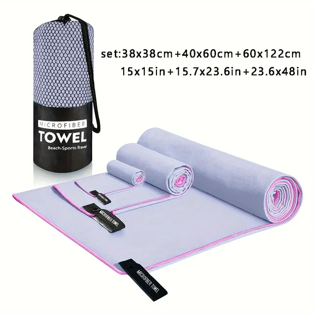 3PC Fast Dry Sport Towel Multifunctional Travel Swimming Yoga Ultra Soft Lightweight Super Absorbent Microfiber Material for Gym