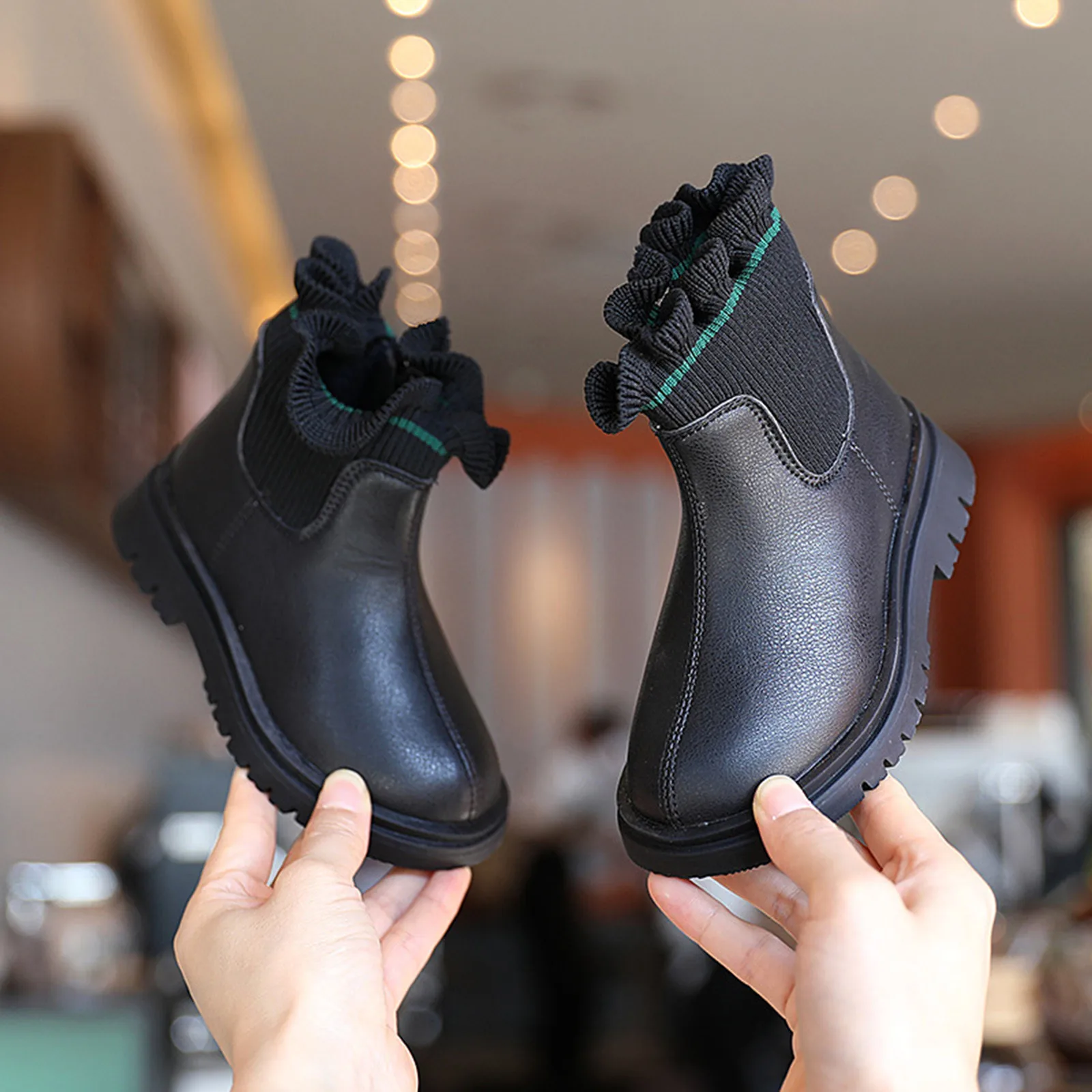 

Thick Bottom Winter Kids Boots High Quality Waterproof Versatile PU Leather Girls Ankle Shoes Warm Autumn Children Boots