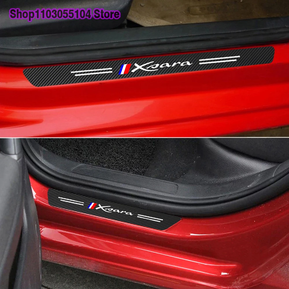 GRONGU Protector Fibra Carbono Para Estribos Citroën C2 C3 C4 C5 C6 C8 Xsara Picasso - Pegatina Antiarañazos 4 Piezas