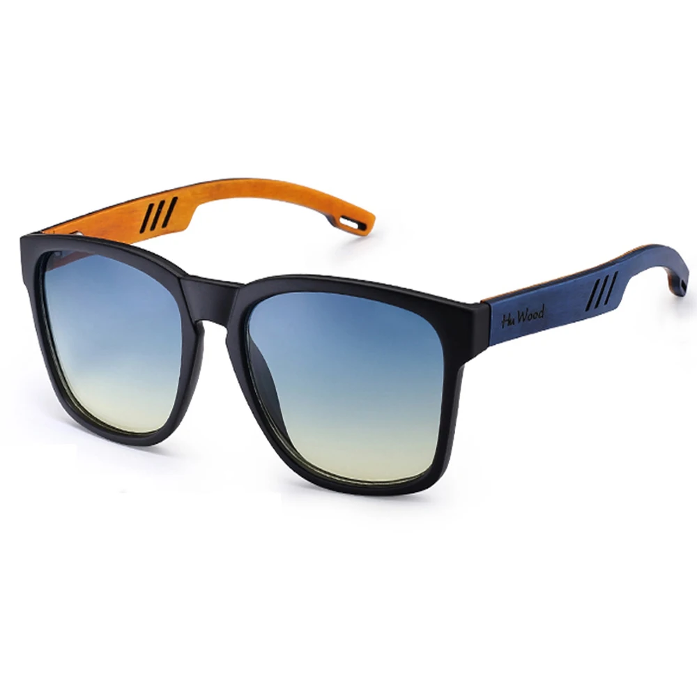 HU WOOD Markendesign-Sonnenbrille für Männer, handgefertigte Sonnenbrille aus Zebraholz, polarisierte Gläser, Fahrschutz, UV400, GR8011