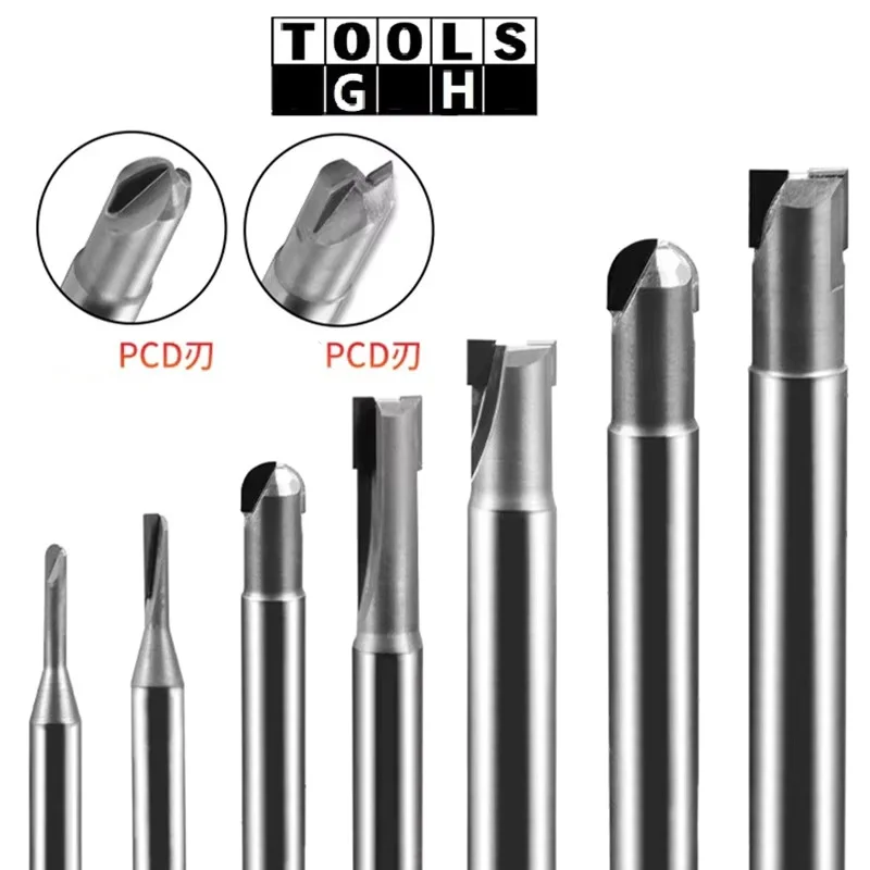 Diamant-Aluminiumfräser 6mm Schaft PCD Zweiflötiger Hartmetall-Fräser für Graphit, Aluminium und Kohlefaser