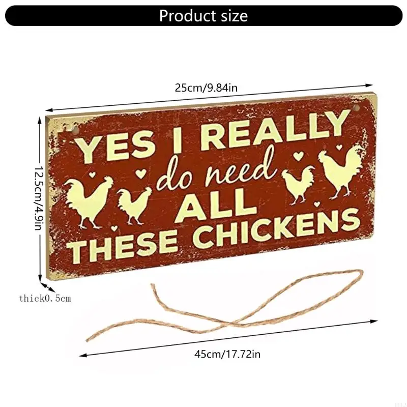 New Creative Chicken Sign Hanging Decors Funny Wooden Chicken Sign Hanging Board for Indoor or Outdoor Wall Decoration