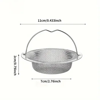 1/3pcs Kitchen Sink Strainer With Handle & Stopper Replacement Drain Basket Stainless Steel Mesh Filter Waste Hole - Image 5