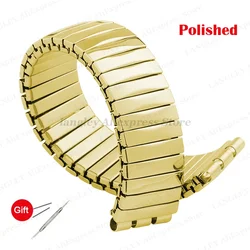 Flexible Stainless Steel Watch Band - Elastic Expansion Bracelet Accessories - 17mm (Gold - Polished)