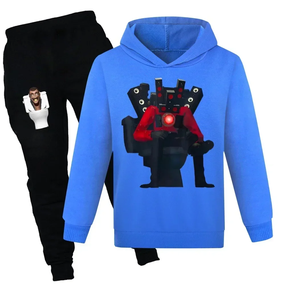 Kids Hoody +Pants Set SKIBIDI TOILET Anime Black Coat Boys Girls Toddler Sportwear Children's Casual Sweatshirts Clothing