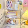 INS Foldable Transparent Desktop Storage Rack Office Cosmetics Makeup Storage Box Stationery Storage Rack Desk Organizer 4