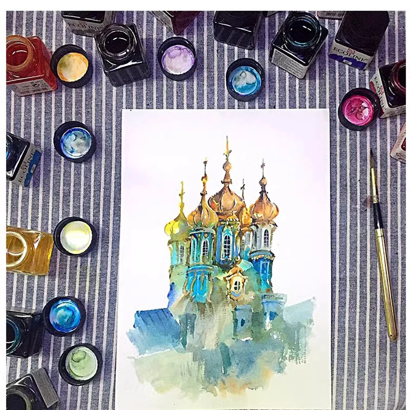 Liquid Talens Watercolor Ink Ecoline Transparent Pigment Color Drawing Dropper Aquarelle Paint 30mL 1pc Architects Art Supplies