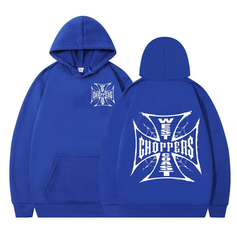 American-style motorcycle Chopper cross double-sided printed fleece hoodie casual everyday black loose pullover