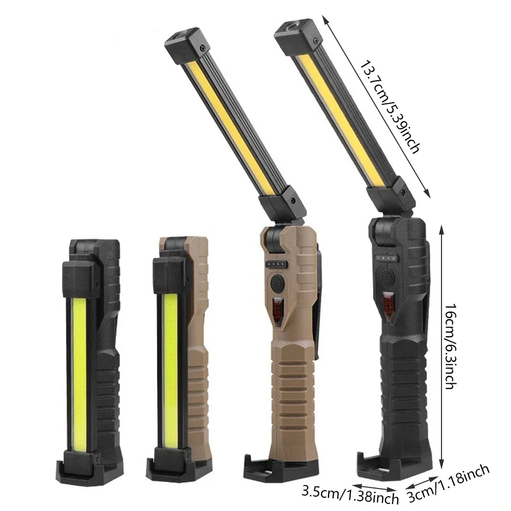 접이식 COB XPE LED 작업등 USB 충전식 휴대용 손전등 마그네틱 베이스 후크 자동차 수리 비상 검사 레드 SOS