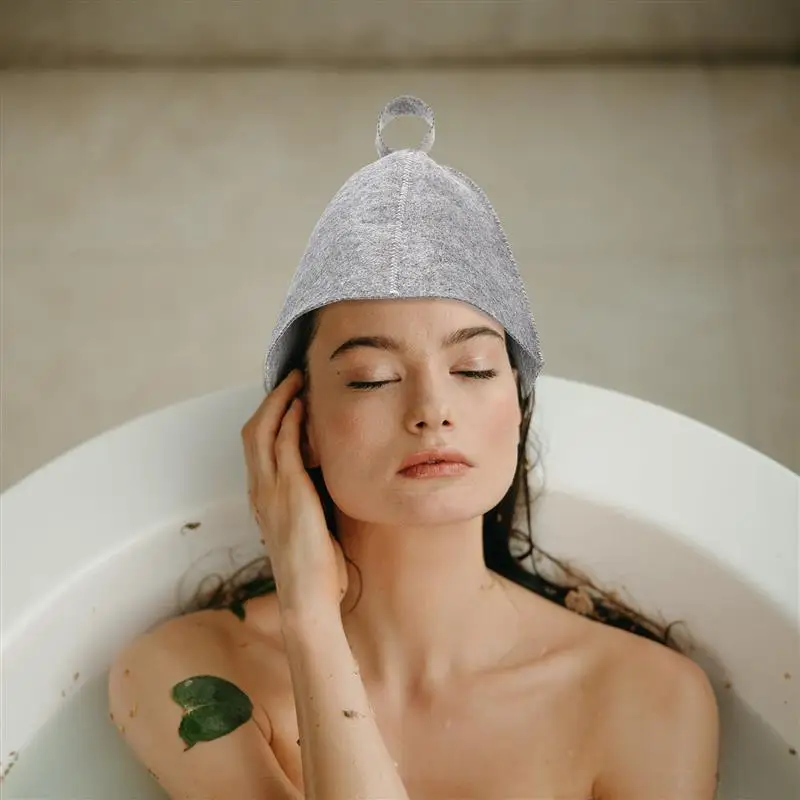 2Pcs Anti Heat Sauna Hat Thicken Wool Felt Shower Cap Hair Turban Quickly Towel Drying Towel Mens Costume Costume Hatsss Sauna