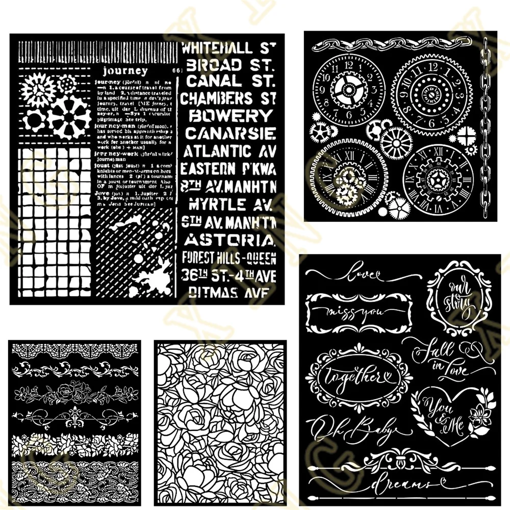 

Gears Rose Pattern Decor DIY Layering Stencils Graphics Painting Scrapbooking Stamp Ornament Album Embossed Template Reusable
