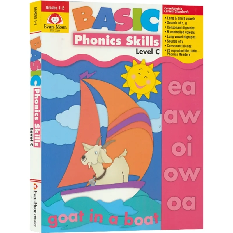 

Evan-Moor Basic Phonics Skills for Grades 1-2, Level C Workbook,aged 5 6 7 8, English book 9781557999689