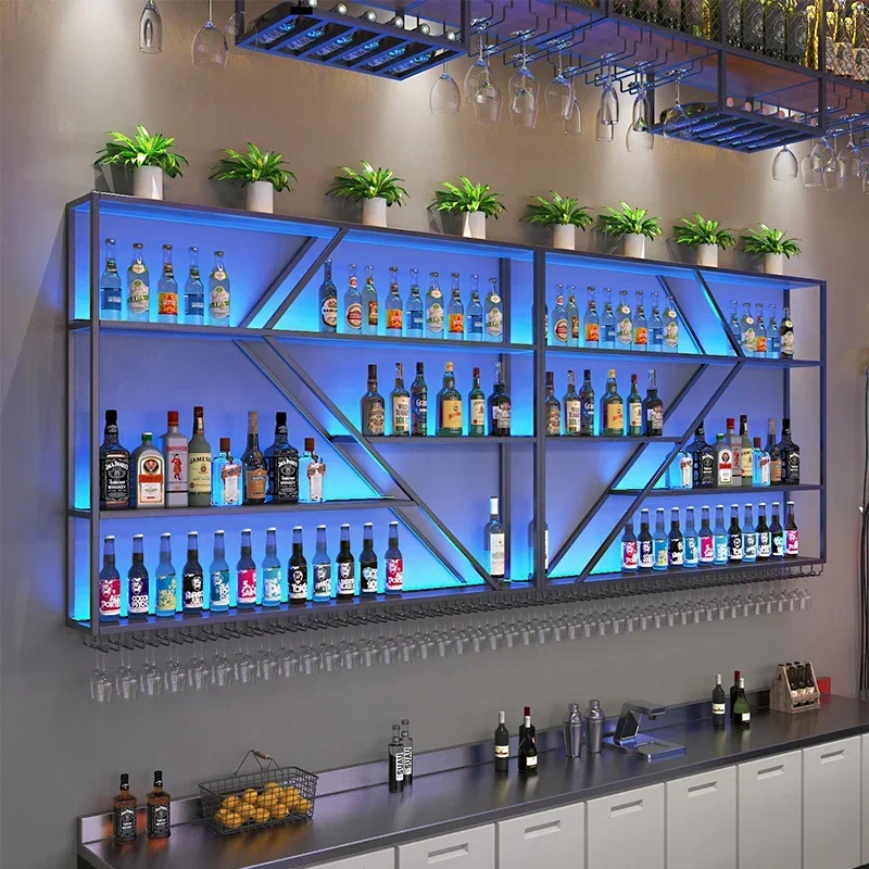 Free Standing Wine Racks Whisky Holder Modern Industrial Wall Wine Rack Black Counter Liquor Store Weinregal Household Items