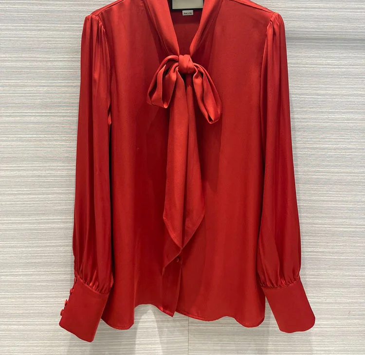 High end 100 Silk Shirts for Women Fashion Casual Loose Shirts Top