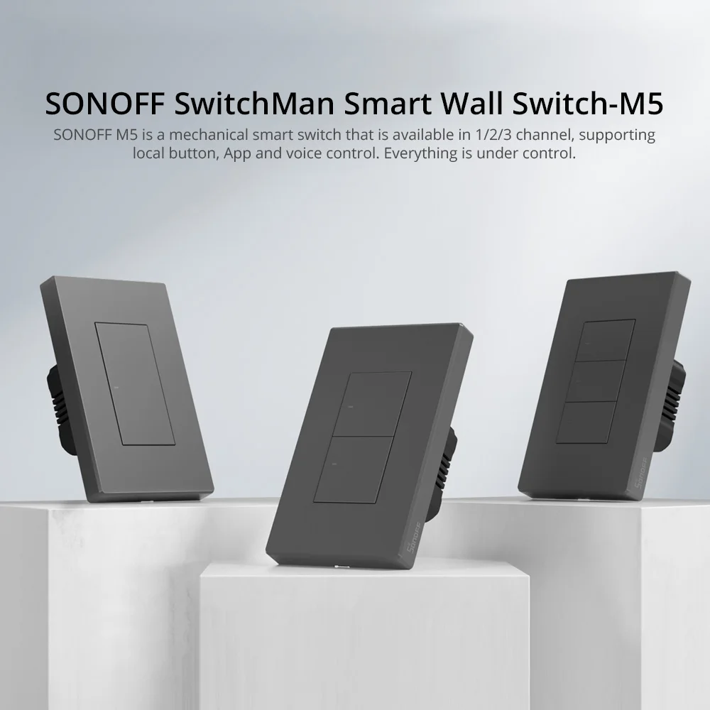 SONOFF M5 SwitchMan Smart Wall Switch 120 Type Push Button Switch 1/2/3 Gang Smart Home Wall Panel APP Remote Control Support R5