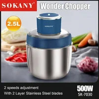Meat Grinder with 2 Stainless Steel Bowls, 500W Electric Food Processors, Bi-Level Bladesand Spatula for Baby Food, Meat 1