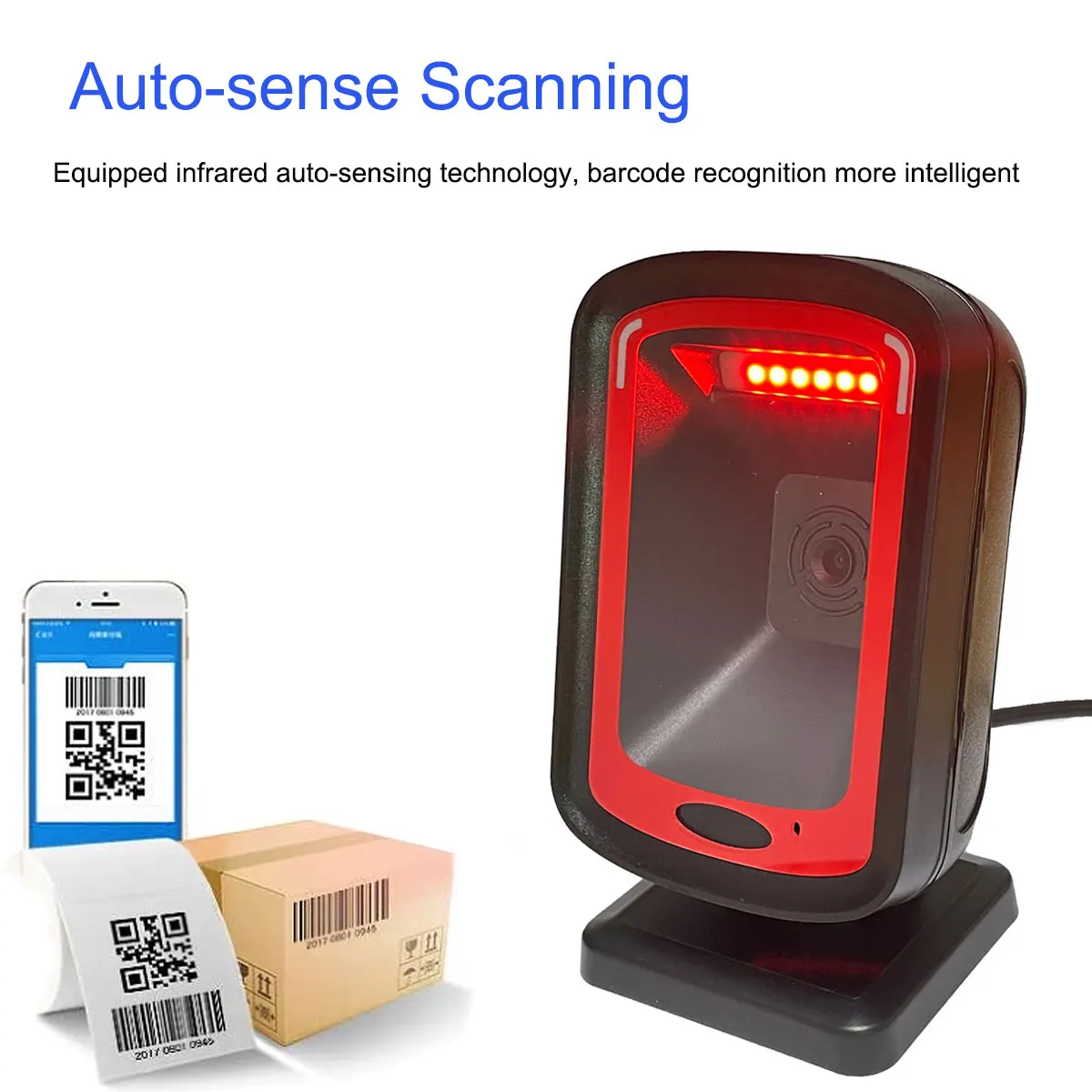 Barcode Scanner 1D 2D QR Code Omnidirectional Desktop High-performance Auto Sense Data Matrix Bar code Reader for Store Payment